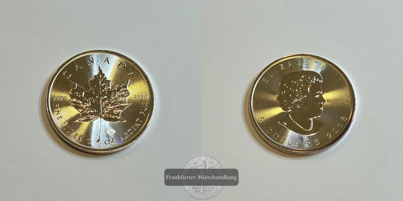  Kanada 5 Dollar 2018  Maple Leaf FM-Frankfurt Feinsilber: 31g   