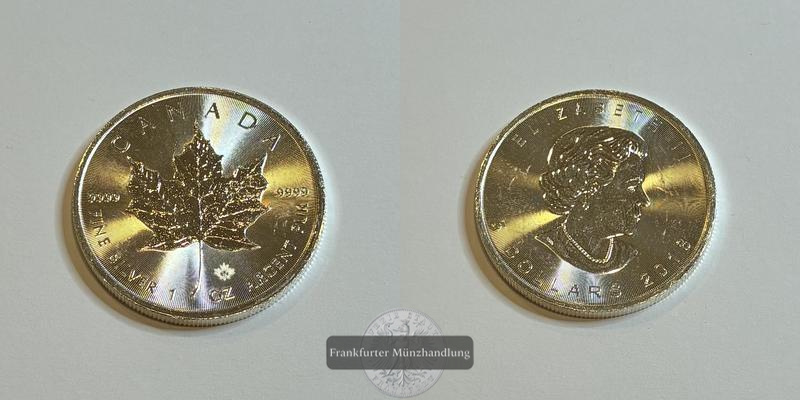  Kanada 5 Dollar 2018  Maple Leaf FM-Frankfurt Feinsilber: 31g   