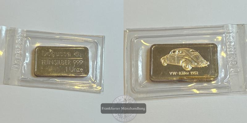 Deutschland Degussa 1 Unze VW-Käfer 1952 FM-Frankfurt Feinsilber: 31,1g   