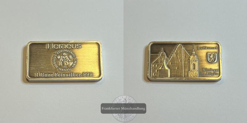  Deutschland Silberbarren 1oz Argor-Heraeus Kisslegg im Allgäu FM-Frankfurt Feinsilber: 31,1g   