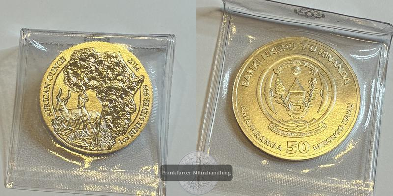  Ruanda 50 Francs 2014 Afrikanische Unze Impala FM-Frankfurt Feinsilber: 31,1g   