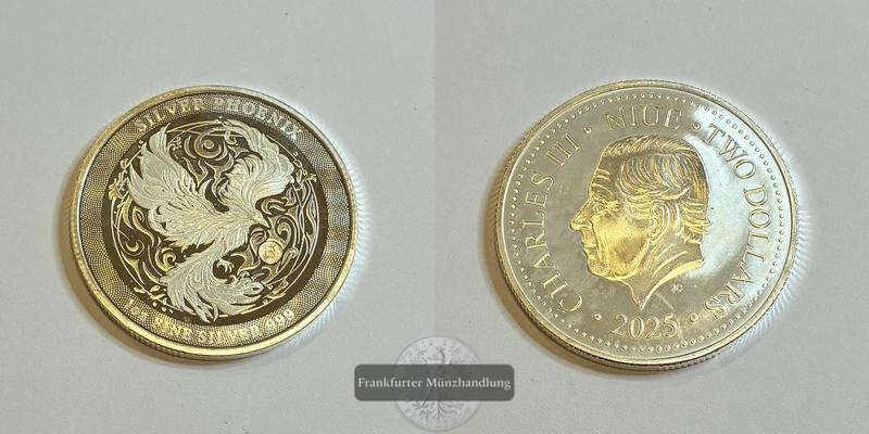  Niue 2 Dollars 2025 Charles III Phoenix FM-Frankfurt Feinsilber: 31,06g   