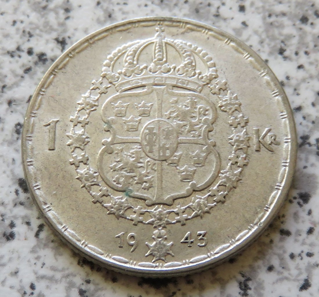  Schweden 1 Krona 1943 G   