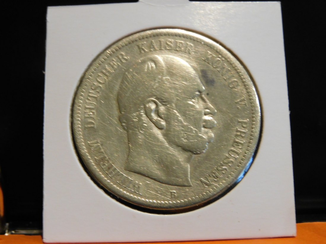  GERMANY 5 MARK 1875B PRUSSIA.GRADE-PLEASE SEE PHOTOS.   