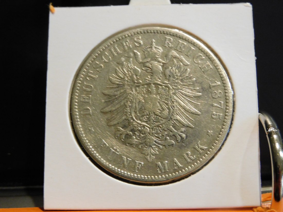  GERMANY 5 MARK 1875B PRUSSIA.GRADE-PLEASE SEE PHOTOS.   