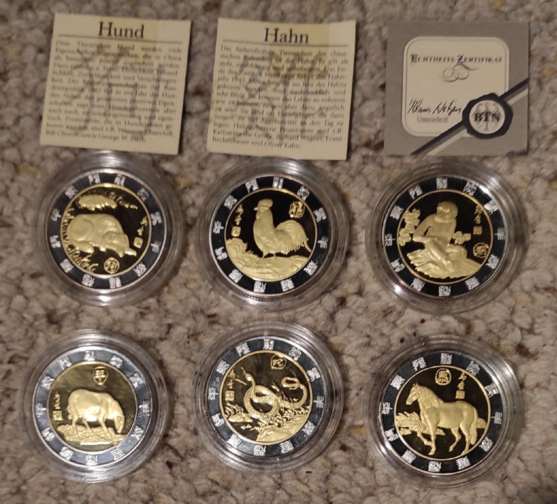 Set 171: 6 Münzen Chinesisches Horoskop   