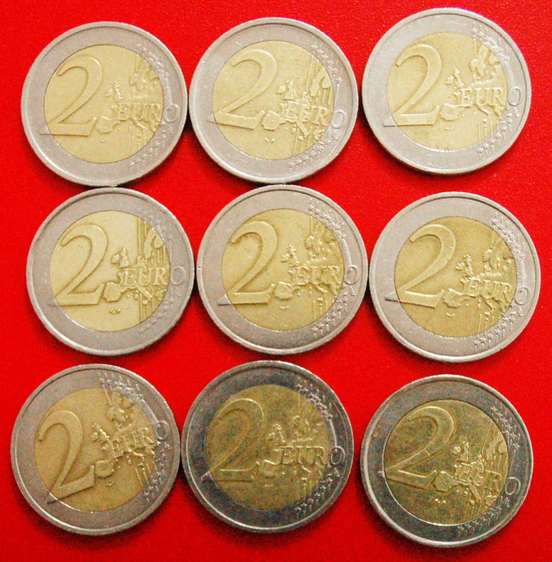  Ⰿ 9 COMMEMORATIVE COINS: EUROPEAN UNION ★ 2 EUROS DIFFERENT TYPES 2004-2012!★LOW START ★ NO RESERVE!   