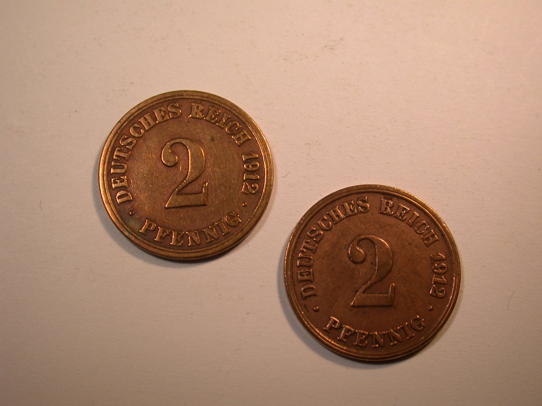  J30 KR  2 Pfennig 1912 A und D verschieden Originalbilder   