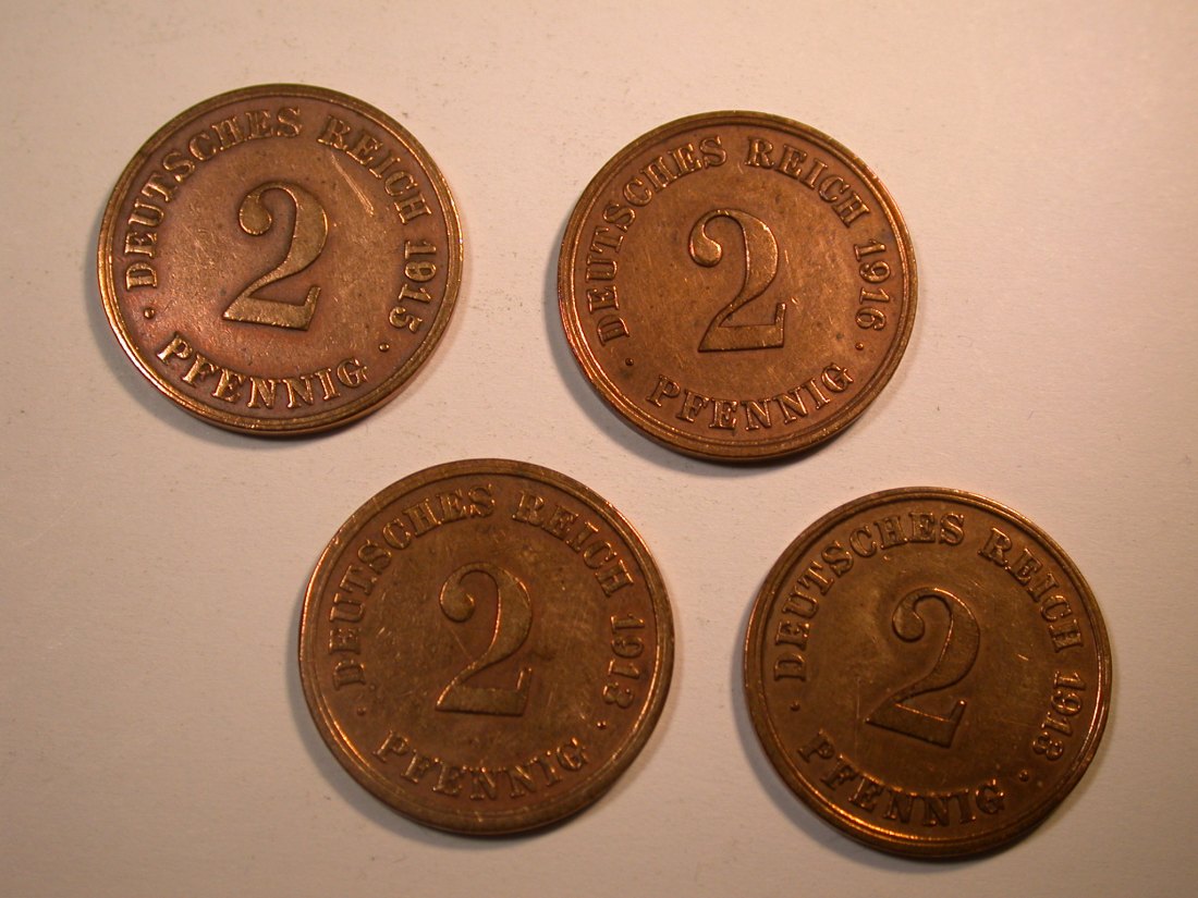  J30 KR  2 Pfennig 1913 D,E,F und J verschieden Originalbilder   