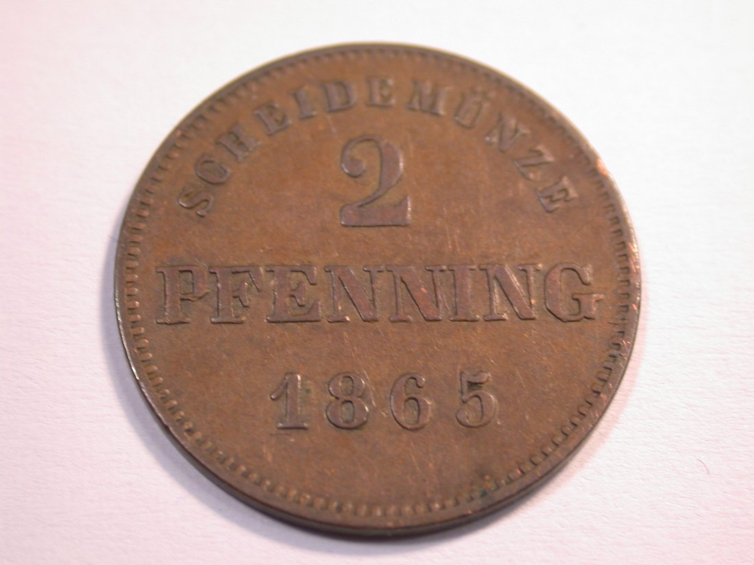 J08 Bayern 2 Pfennig 1865 in ss+/vz Originalbilder