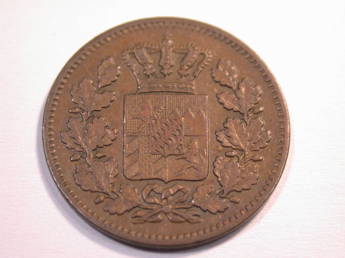  J08 Bayern  2 Pfennig 1865 in ss+/vz  Originalbilder   