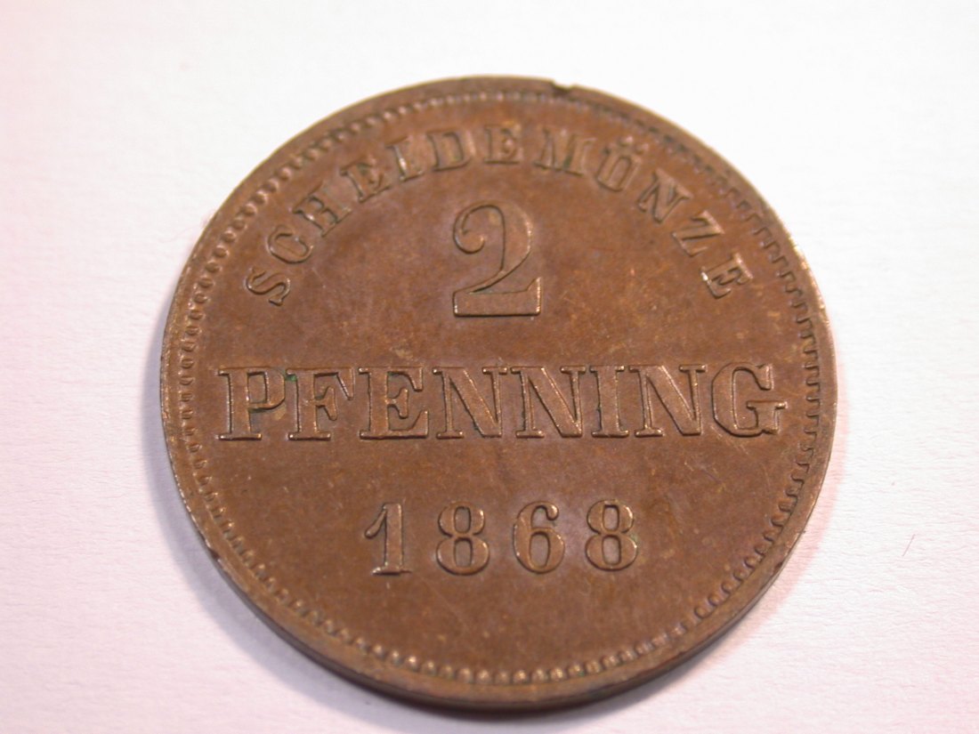  J08 Bayern  2 Pfennig 1868 in vz-st Originalbilder   