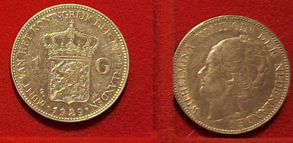  Niederlande,1 Gulden, 1929 Wilhemina Königin der Niederlande Silber Start unter Kurs   