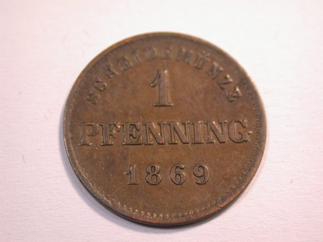  J08 Bayern  1 Pfennig 1869 in ss+  Originalbilder   
