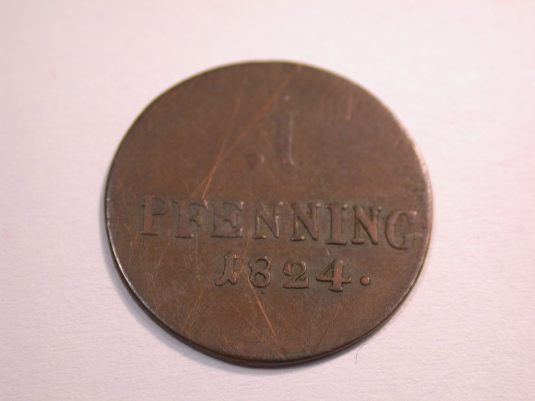  J08 Bayern  1 Pfennig 1824 in ss    Originalbilder   
