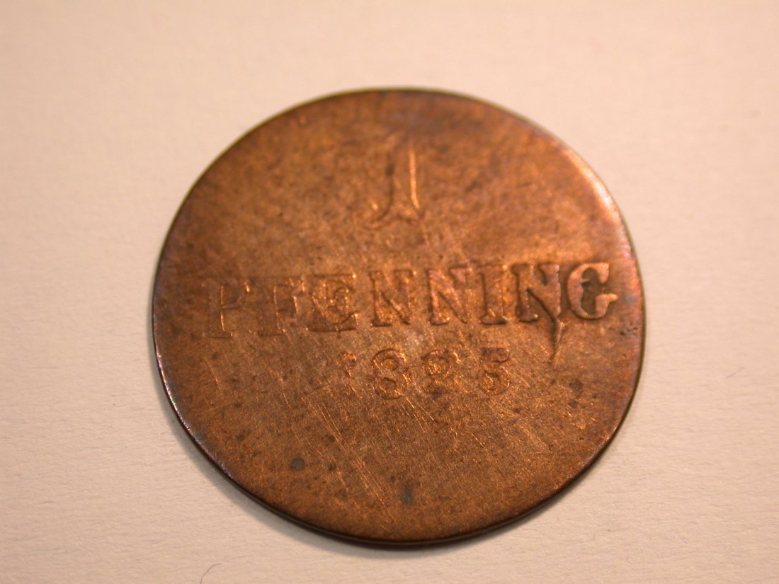  J08 Bayern  1 Pfennig 1825 in schön   Originalbilder   