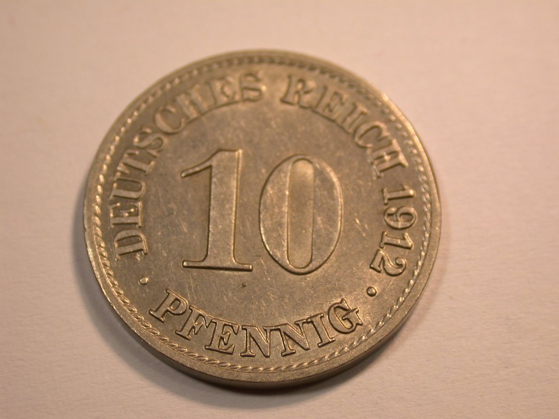  J08 KR 10 Pfennig 1912 A in vz+/vz-st   Originalbilder   