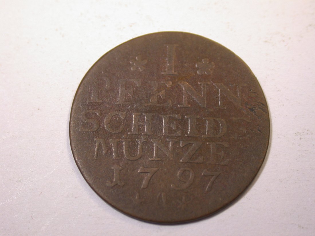  J09 Preussen  1 Pfennig 1797 A in ss  Selten!  Originalbilder   