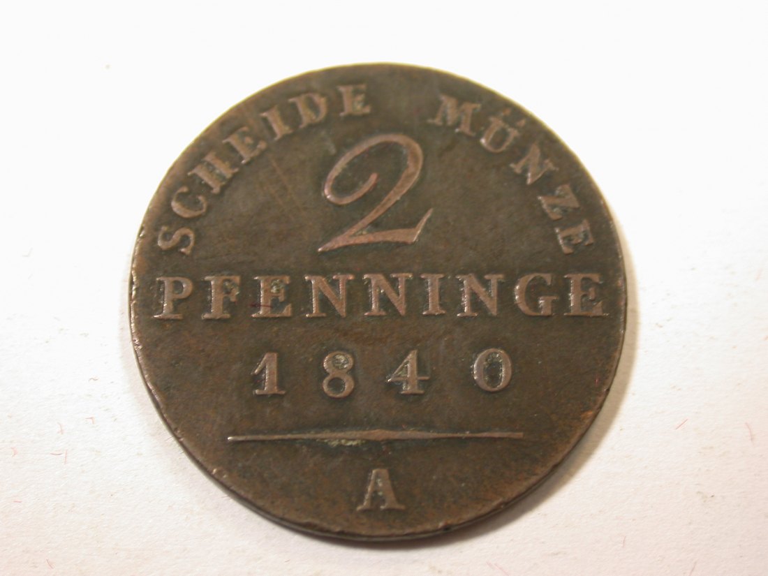  J09 Preussen  2 Pfennig 1840 A in ss+  Originalbilder   