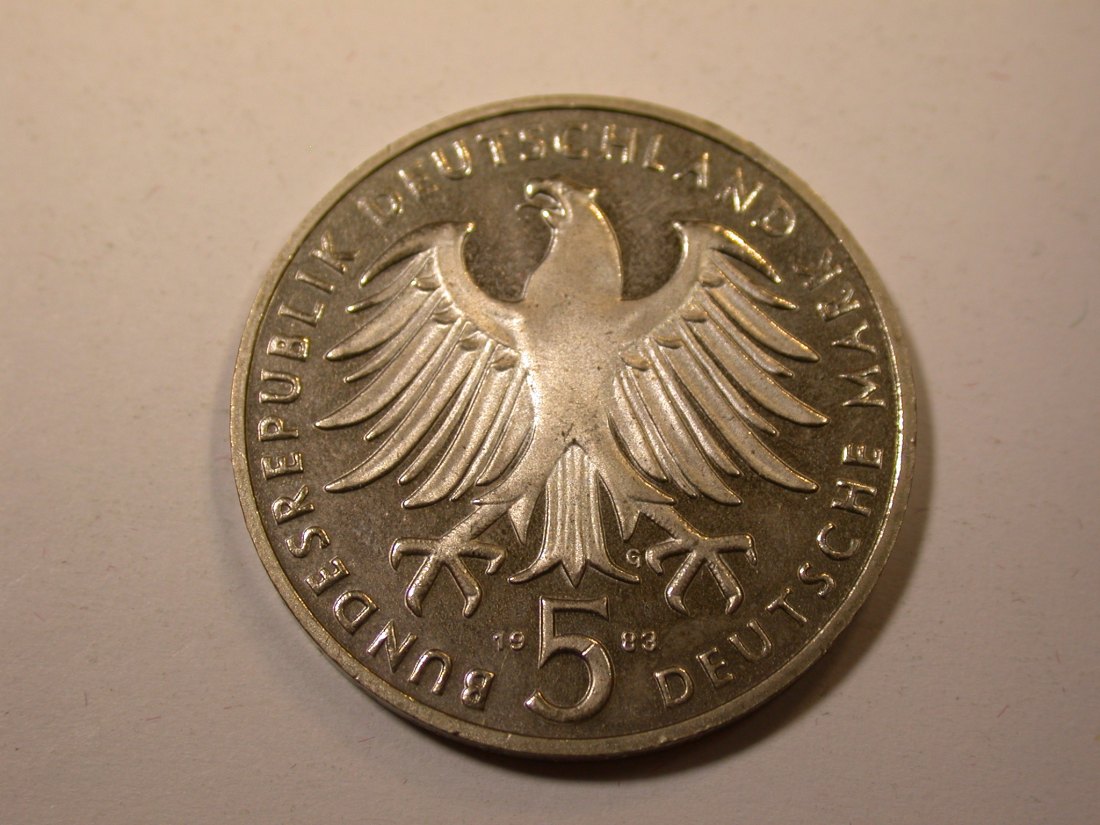  J09 BRD  5 Mark Martin Luther 1983 in f.ST/ST Erstabschlag     Originalbilder   