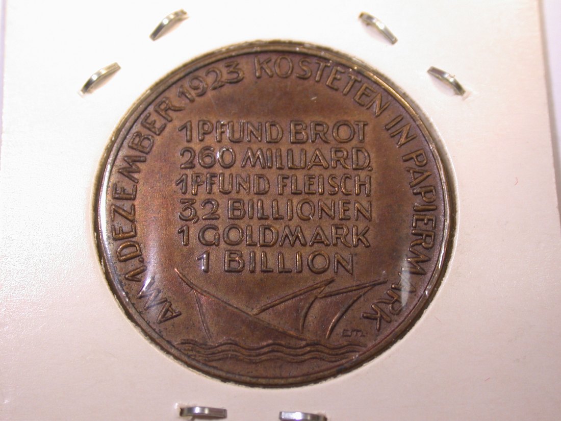  J09 Weimar  Hunger-Medaille Inflation 1.Dezember 1923 in f.ST    Originalbilder   