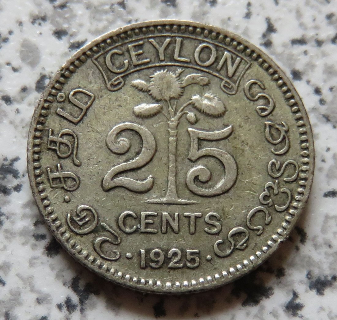  Ceylon 25 Cents 1925   