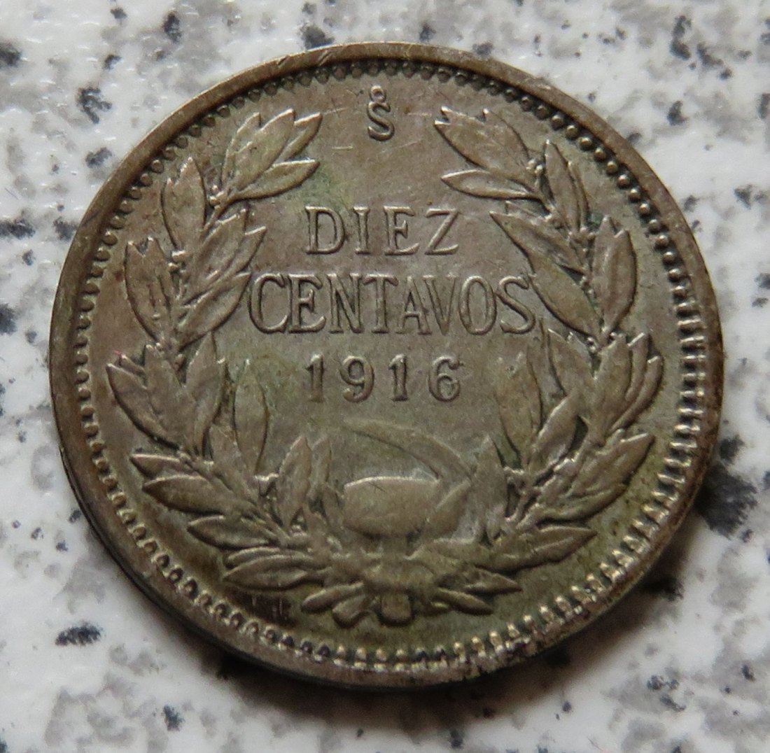  Chile 10 Centavos 1916   