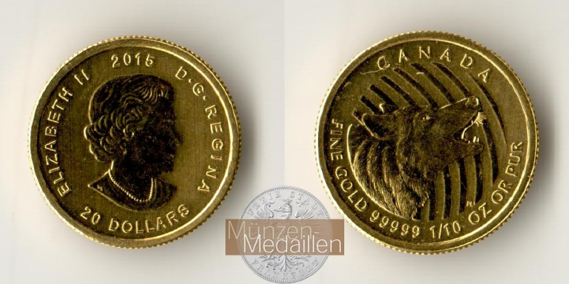 Kanada  20 Dollar MM-Frankfurt Feingold: 3,11g Wolf 2015 