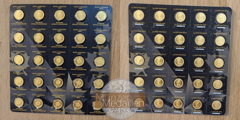 Kanada MM-Frankfurt  Feingold: 38,75g 25x 1 Dollar Maplegram25 