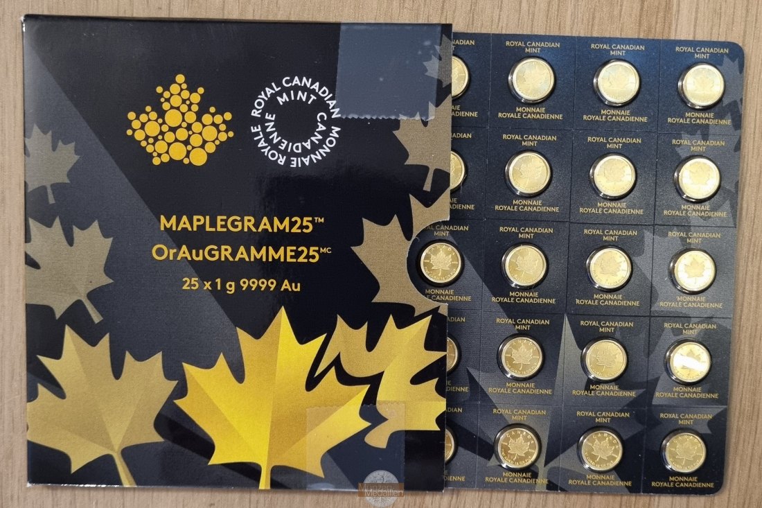 Kanada MM-Frankfurt  Feingold: 38,75g 25x 1 Dollar Maplegram25 