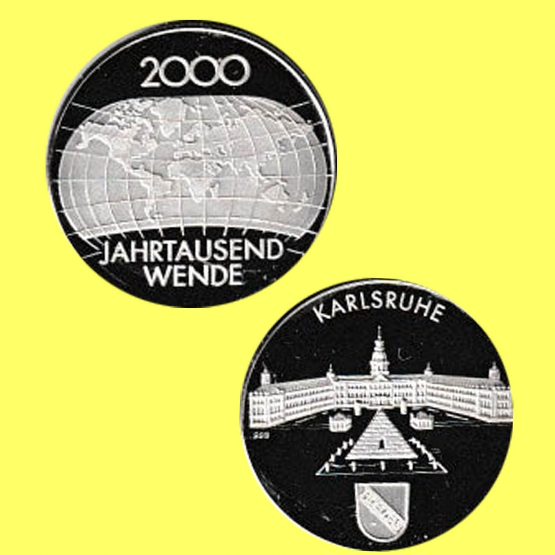  Silbermedaille BRD Münze Karlsruhe *Jahrtausendwende* 2000 *PP* 11g Feinsilber   