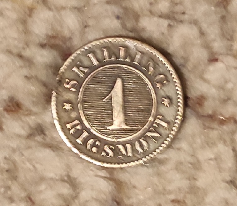  Dänemark 1 Skilling Rigsmont 1858   