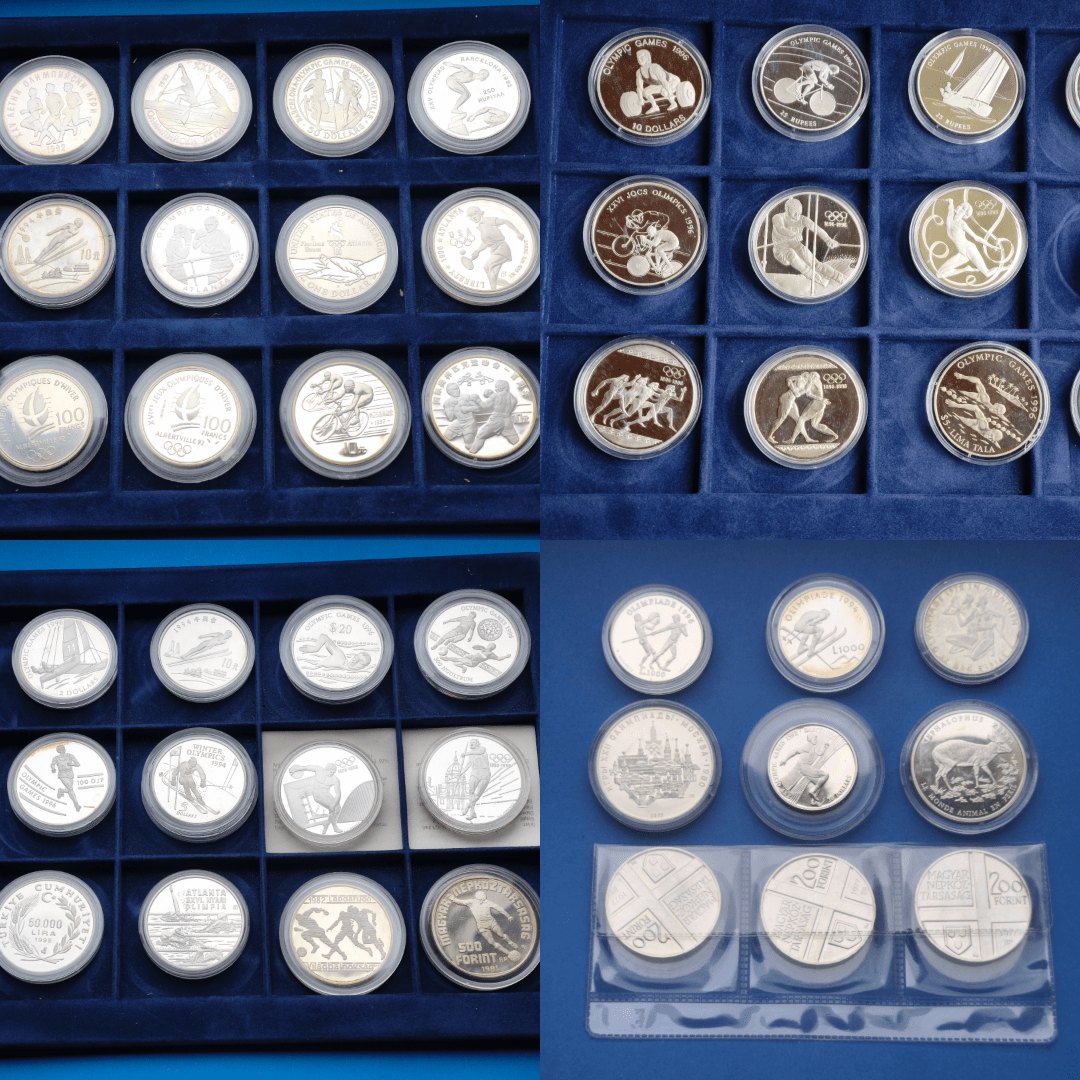  1,1 kg Feinsilber – 45 Silbermünzen (meist zur Olympia)   