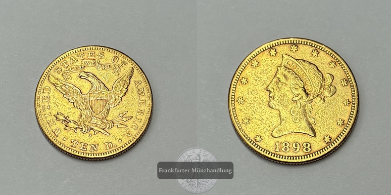 USA  10 Dollar MM-Frankfurt Feingold: 15,05g Eagle 1898 