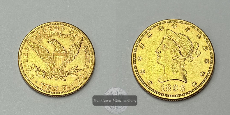 USA  10 Dollar MM-Frankfurt Feingold: 15,05g Eagle 1896 