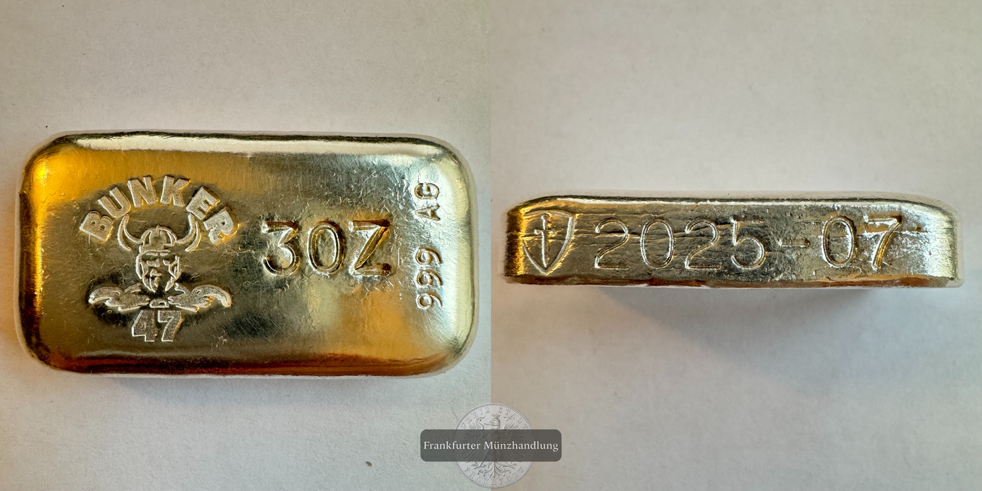  Deutschland / Bunker 47 3oz Silberbarren 2025 FM-Frankfurt Feinsilber: 96,3g   