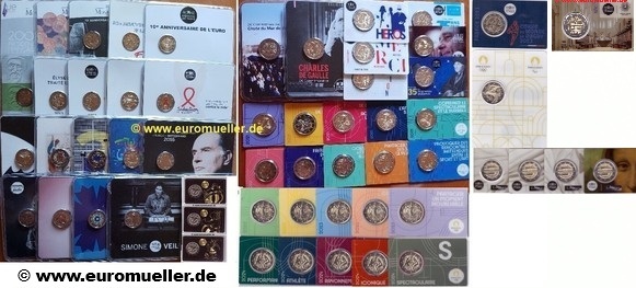 Frankreich Komplettsammlung...57x 2 Euro Gedenkmünze 2008-2025...in Coincard   