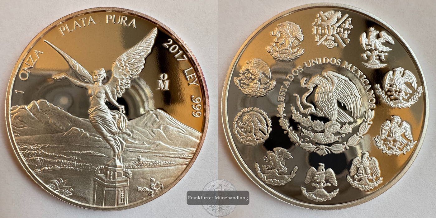  Mexiko / 1 Onza Libertad Plata Pura 2017 Proof FM-Frankfurt KM#639 Feinsilber: 31,1g   