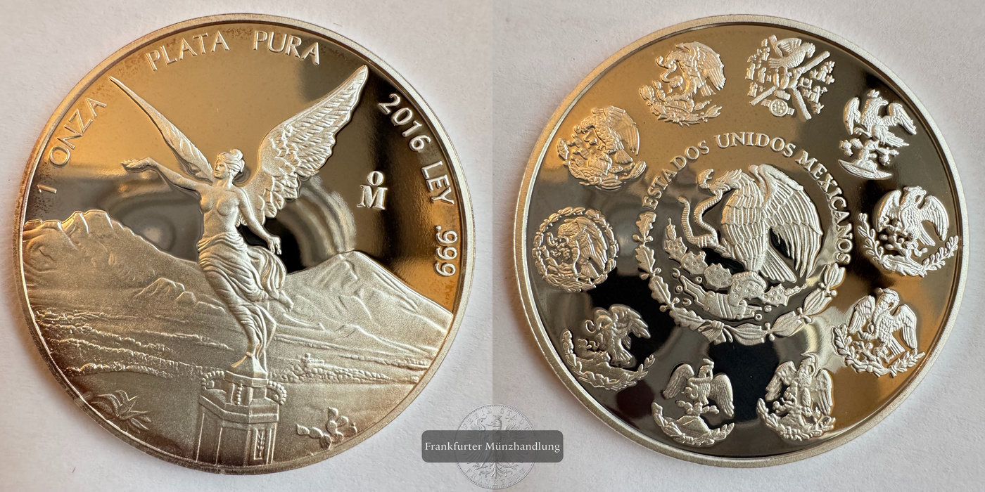  Mexiko / 1 Onza Libertad Plata Pura 2016 Proof FM-Frankfurt KM#639 Feinsilber: 31,1g   