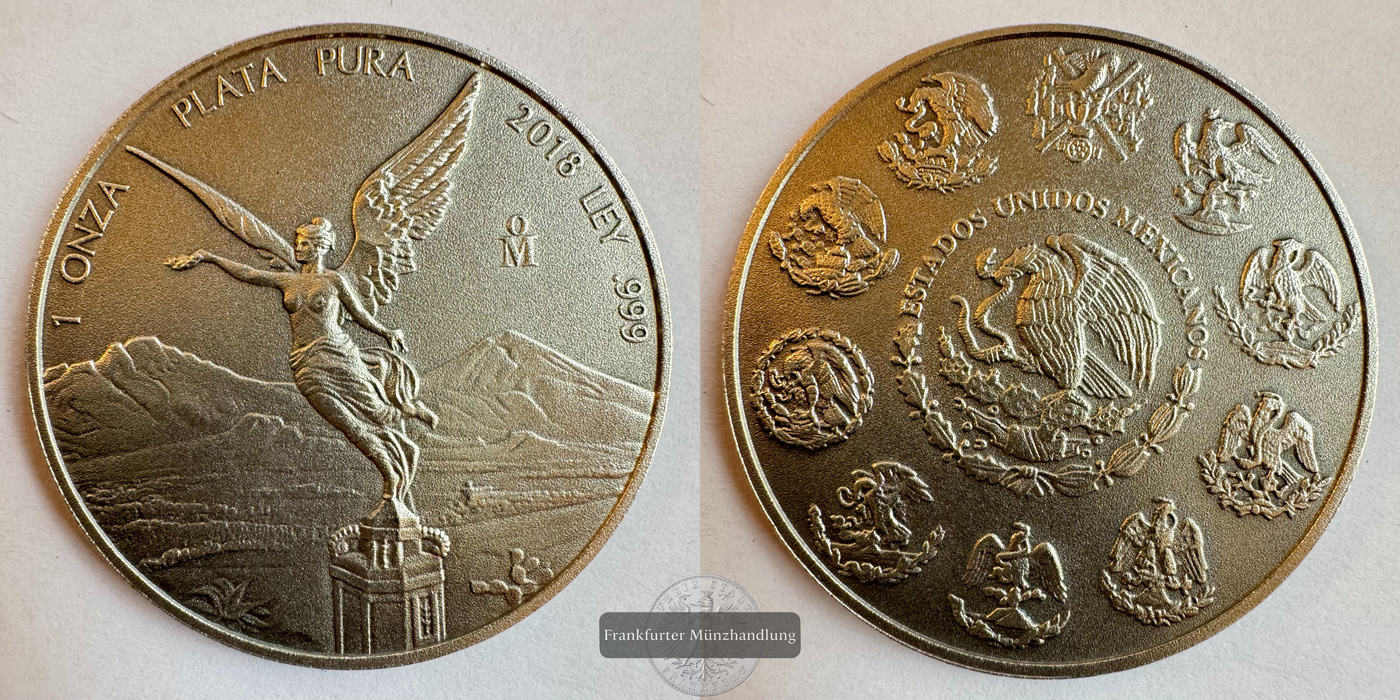  Mexico / 1 Onza Libertad Plata Pura 2018 Antiqued Finish FM-Frankfurt KM#639 Feinsilber: 31,1g   