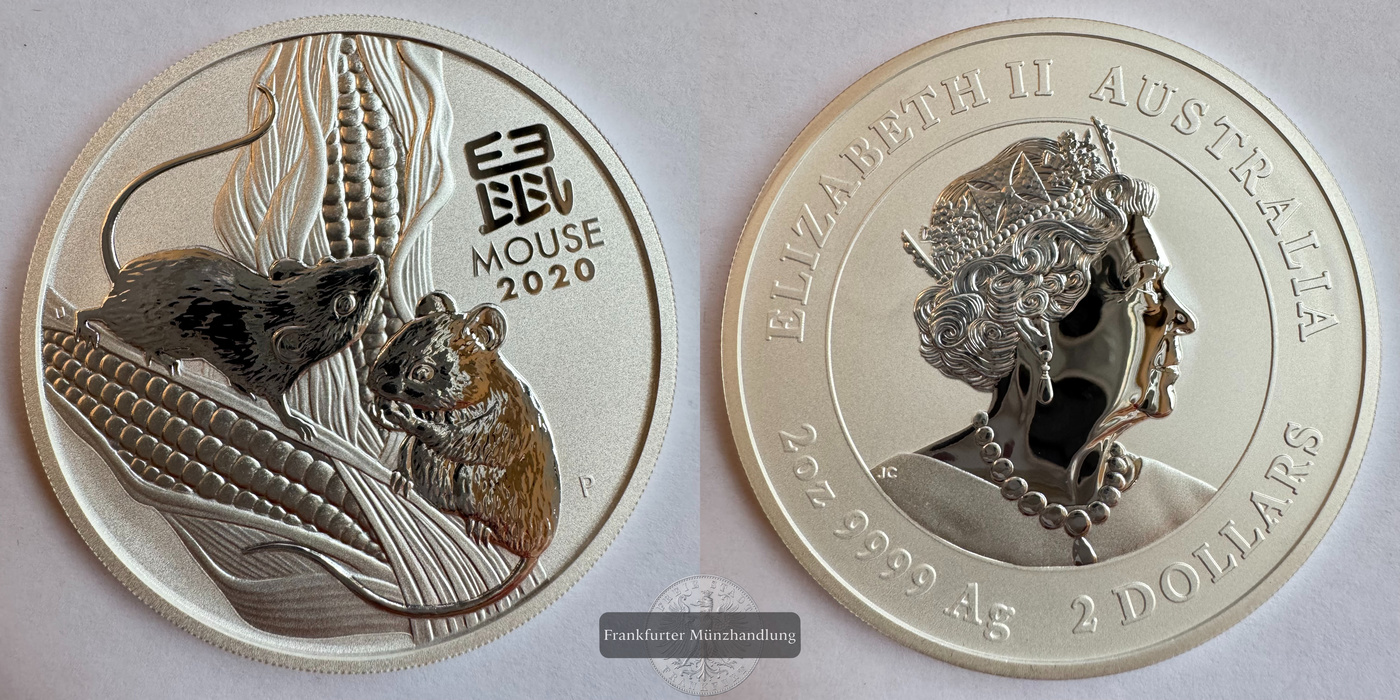  Australien / 2 Dollars (Year of the Mouse) 2020 FM-Frankfurt KM#3933 Feinsilber: 62,2g   