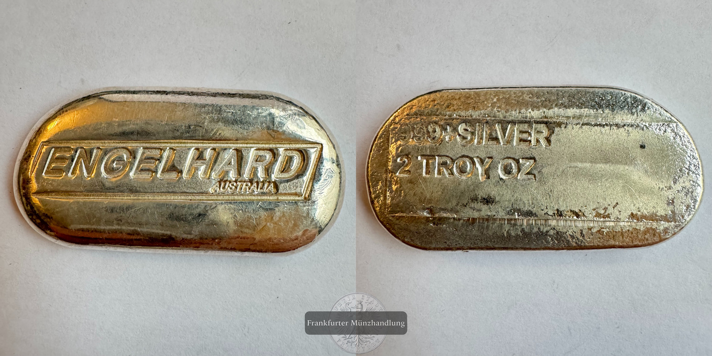  Australia / Engelhard Silberbarren 2 Troy Oz FM-Frankfurt Feinsilber: 62,4g   