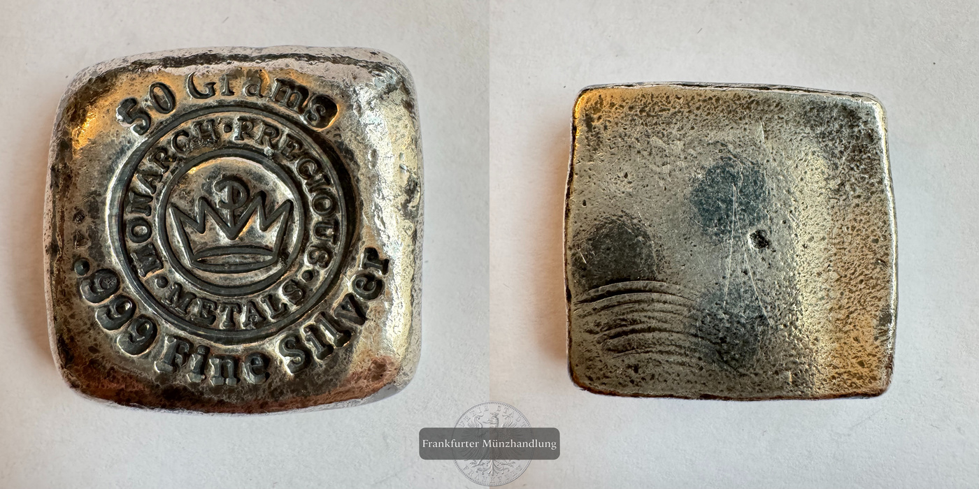  USA / Monarch Precious Metals Silberbarren 50g FM-Frankfurt Feinsilber: 50g   