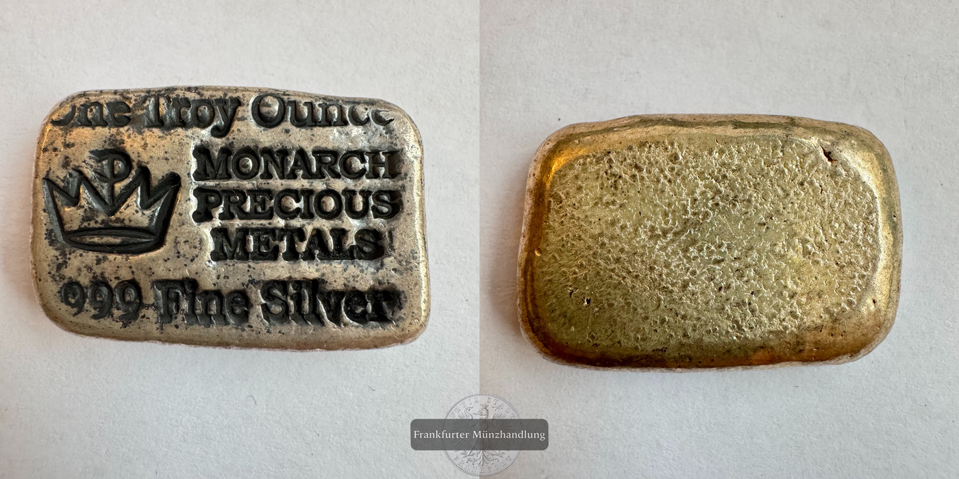  USA / Monarch Precious Metals Silberbarren 1 Troy Oz FM-Frankfurt Feinsilber: 31,1g   