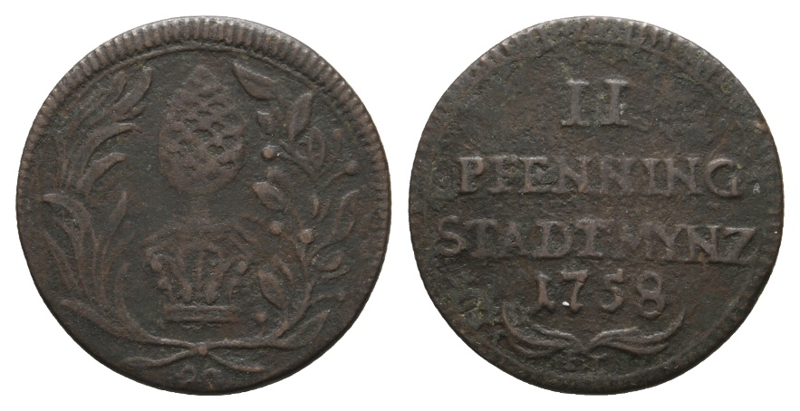  Altdeutschland; Augsburg, 2 Pfennig 1758   