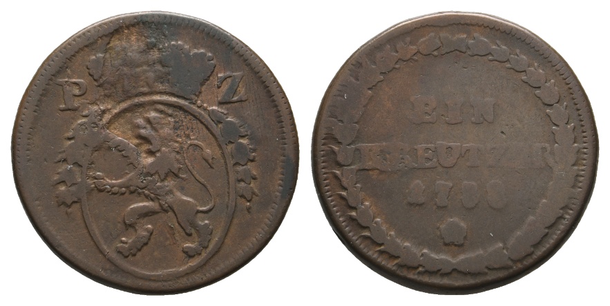  Altdeutschland; Pfalz-Zweibrücken, 1 Kreuzer 1788   