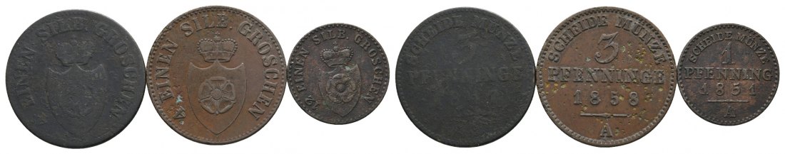  Altdeutschland; 3 Kleinmünzen   
