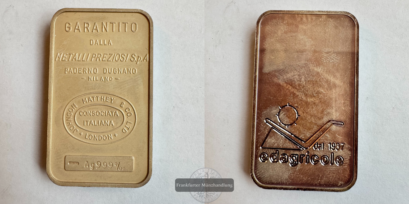  Italien / Johnson Matthey & Co LTD Silberbarren 50g FM-Frankfurt Feinsilber: 50g   