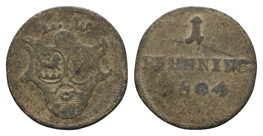  Altdeutschland; Löwenstein-Wertheim, 1 Pfennig 1804   
