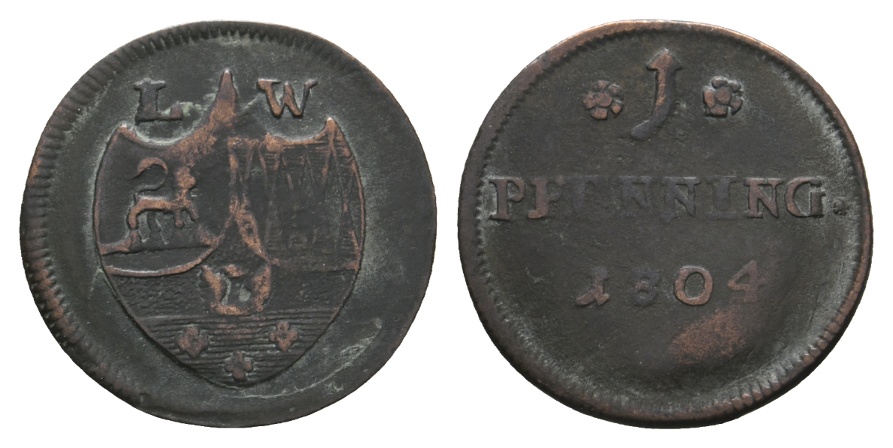  Altdeutschland; Löwenstein-Wertheim, 1 Pfennig 1804   